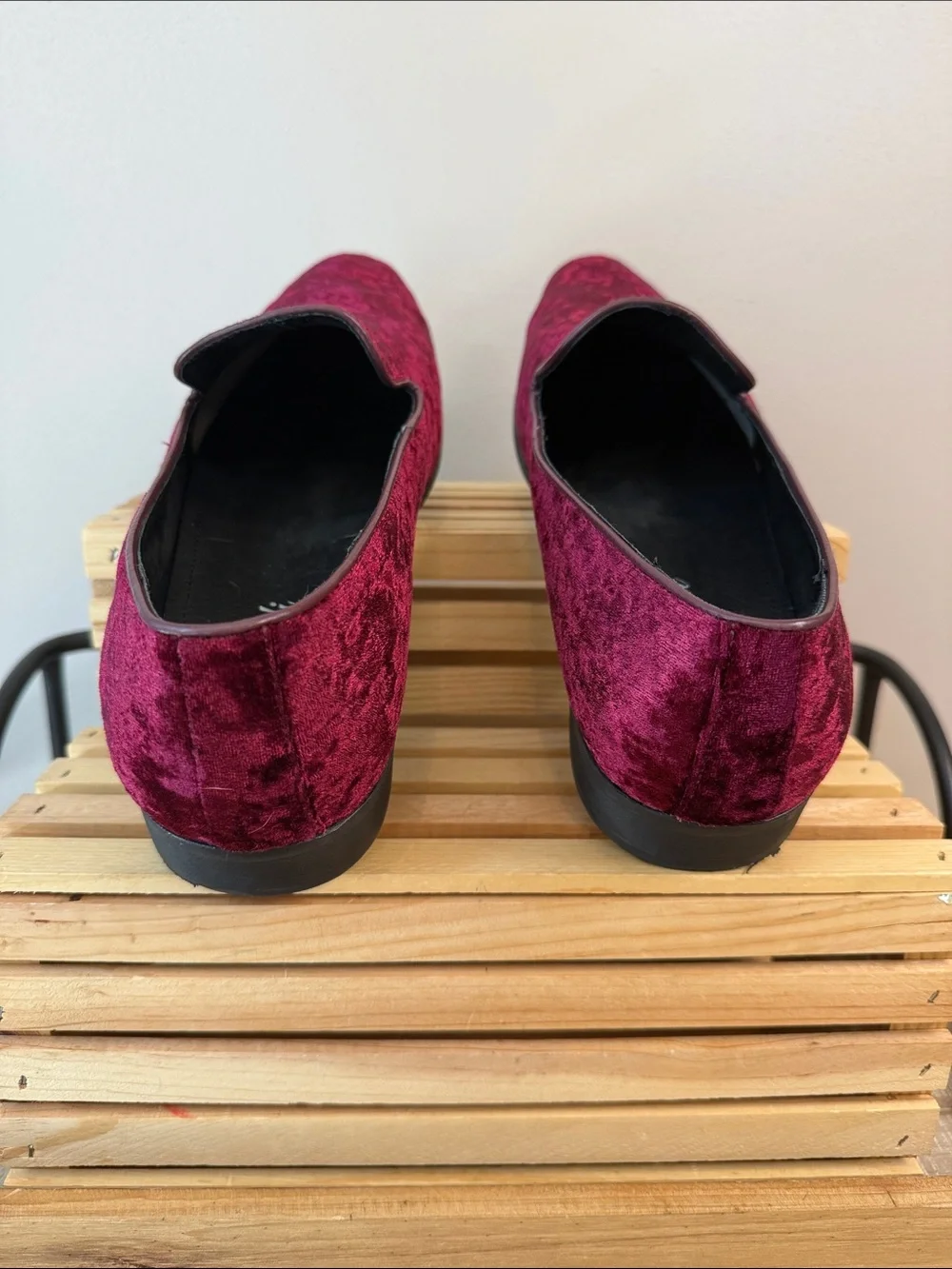 Amali Cranberry Velvet Loafers 13